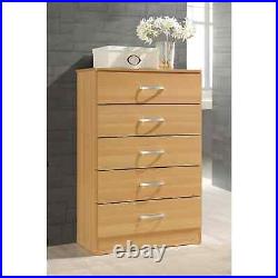 Wood 5-Drawer Chest Bedroom Dressers Storage Cabinet Organizer Nightstand Brown