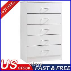Wood 5 Drawer Chest Bedroom Tower Storage Unit Organizers Bedroom Entryway Home