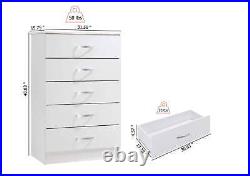 Wood 5 Drawer Chest Bedroom Tower Storage Unit Organizers Bedroom Entryway Home