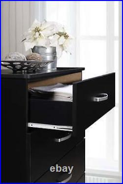 Wood 5-Drawer Chest Black Dressers Bedroom Furniture Indoor Cabinet Nightstand