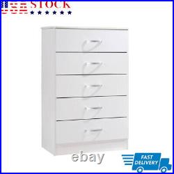 Wood 5 Drawer Chest Storage Organizer Durable Living Room Bedroom Furniture New