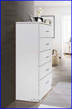 Wood 5-Drawer Chest Storage Space Home Organization Bedroom Sturdy Durable White