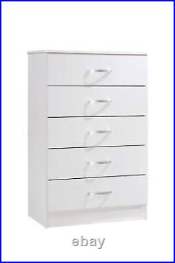Wood 5-Drawer Storage Chest Organizer Chest of Drawers Bedroom Cabinet US