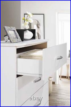 Wood 5-drawer Chest Metal Glides Bedroom 47.3 H X 31.5 W X 14.6 D In White