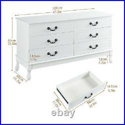 Wood 6 Drawer Chest Dresser Bedroom Nightstand Storage Furniture Cabinet New