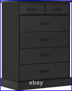 Wood 6 Drawer Chest of Dresser Clothes Storage Bedroom Furniture Cabinet Black
