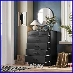 Wood 6 Drawer Chest of Dresser Clothes Storage Bedroom Furniture Cabinet Black