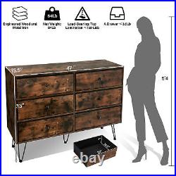 Wood 6 Drawer Dresser Chest of Drawers Bedroom Cloth Storage Cabinet Dresser