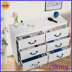 Wood 6 Drawer Dresser Chest of Drawers Bedroom Clothes Storage Organizer Cabinet