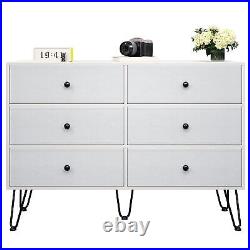 Wood 6 Drawer Dresser Chest of Drawers Bedroom Clothes Storage Organizer Cabinet