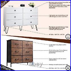 Wood 6 Drawer Dresser Chest of Fabric Drawers Bedroom Clothes Storage Organizer