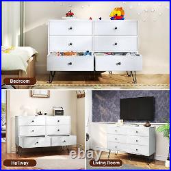 Wood 6 Drawer Dresser Chest of Fabric Drawers Bedroom Clothes Storage Organizer