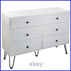 Wood 6 Drawer Dresser Chest of Fabric Drawers Bedroom Clothes Storage Organizer