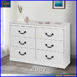 Wood 6-Drawer Storage Chest Organizer Chest of Drawers Bedroom Cabinet US