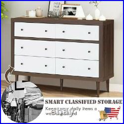 Wood Chest Of Drawers Storage Freestanding Cabinet Organizer 6 Drawer White Waln
