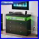 Wood Chest of Drawer 6 Drawer Dresser with LED Lights & Power Hub Double Storage