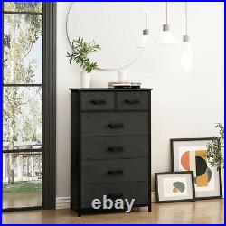 Wood Chest of Drawers 6 Drawer Dresser Bedroom Nightstand Storage Cabinet Black