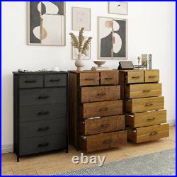 Wood Chest of Drawers 6 Drawer Dresser Bedroom Nightstand Storage Cabinet Black