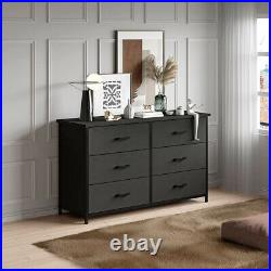 Wood Chest of Drawers 6 Drawer Dresser Bedroom Storage Cabinet Furniture black