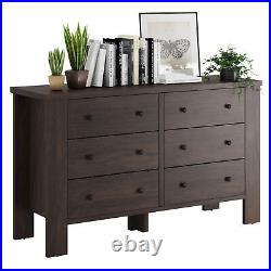 Wood Drawer Chest Dresser For Bedroom with 6 Drawers, Modern Chests of Drawer
