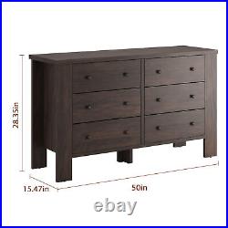 Wood Drawer Chest Dresser For Bedroom with 6 Drawers, Modern Chests of Drawer