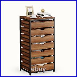Wood Dresser Chest of 7 Drawers Storage Cabinet with Metal Frame for Home Office