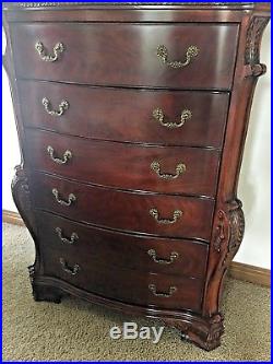Wood Hand Carved Tall Chest Of Drawers Dresser