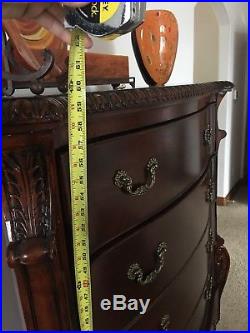 Wood Hand Carved Tall Chest Of Drawers Dresser