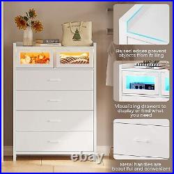Wood Large Capacity Storage Cabinet White Dresser for Bedroom Chest of Drawers
