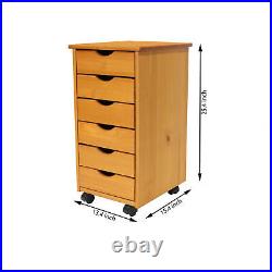 Wood Rolling Craft Storage Drawers Dresser Storage Chest 6 Drawers Wood Cabinet