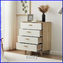Wooden 4 Drawer Chest Dresser Clothes Storage Bedroom Furniture Cabinet White US