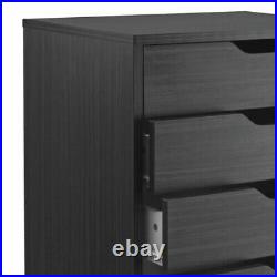Wooden Chest Drawer Cabinet Dresser Storage Organizer Rolling Portable Furniture