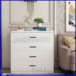 Wooden Chest of 4 Drawers Dresser Bedroom Bedside Table Storage Organizer White