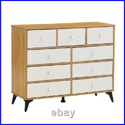 Wooden Dresser With 9 Drawers, Wide Chest Of Drawers Large Storage Tower Cabinet