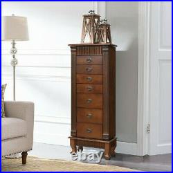 Wooden Jewelry Cabinet Armoire Box Storage Chest Stand Hidden Mirror With 7 Drawer