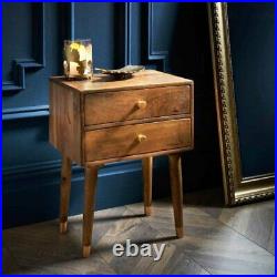 Wooden Nightstand Bedside Table 2 Drawers Side Cabinet Storage Chest Mango Wood