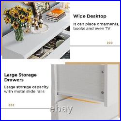 Wooden Storage Chest of 6 Drawers Double Dresser Clothing Storage Cabinet White
