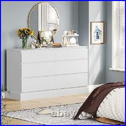 Wooden Storage Chest of 6 Drawers Double Dresser Clothing Storage Cabinet White
